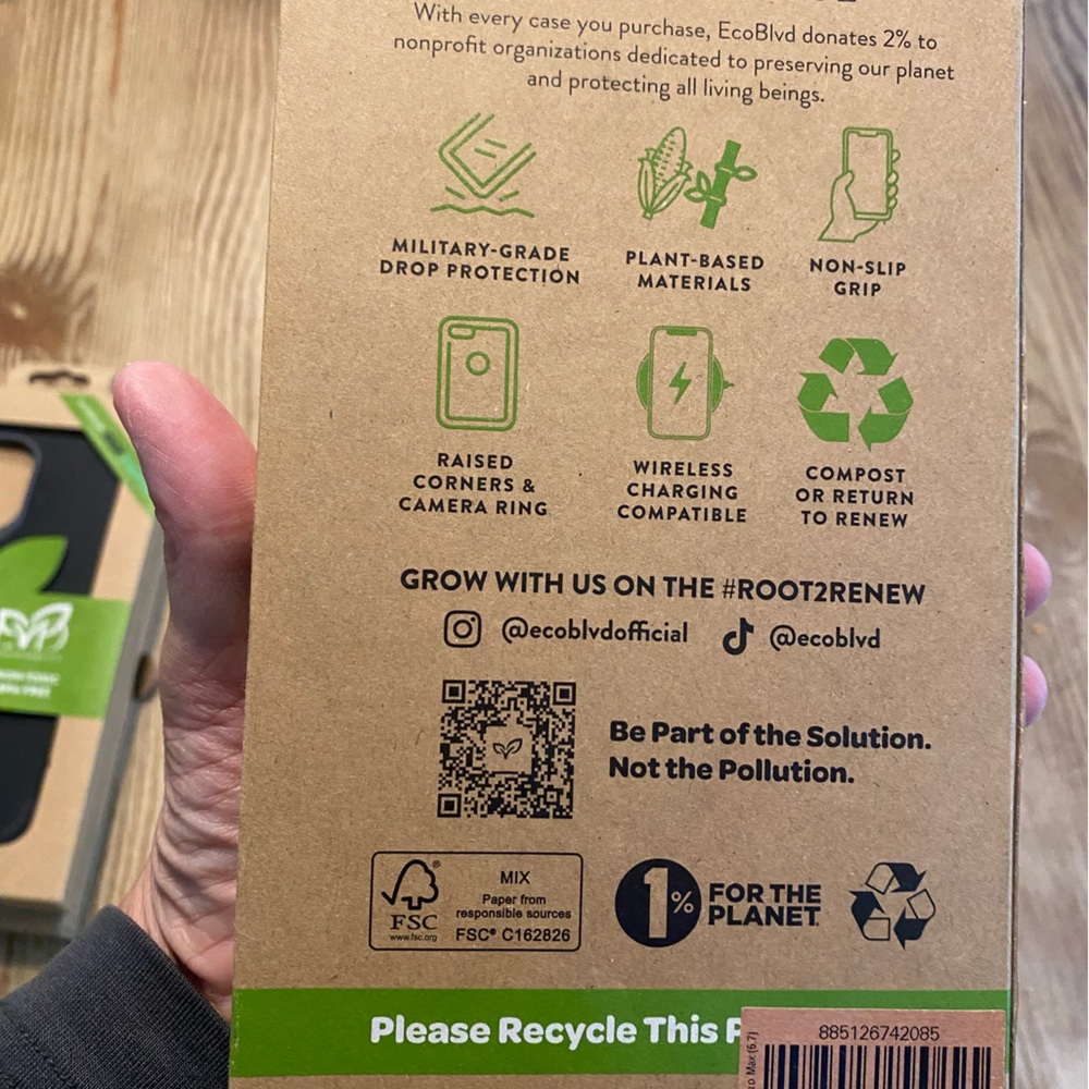 ECOBLVD 100% COMPOSTABLE PHONE CASE YELLOW BLACK TRIM IPHONE 15 PRO MAX NWT NIB - Picture 7 of 8